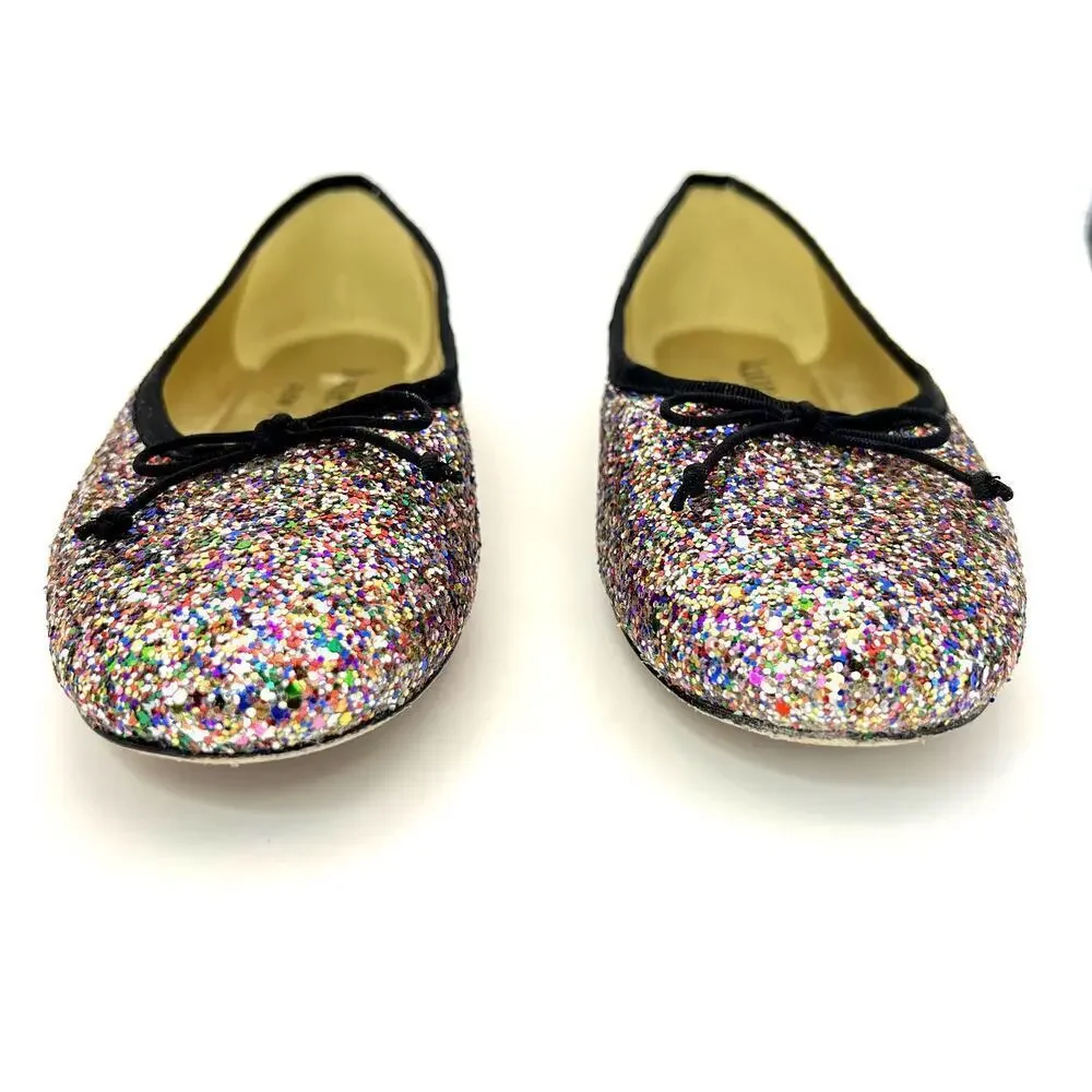 Kate Spade Honey Multicolored Glitter Ballet Flats 7 Slip On Bow